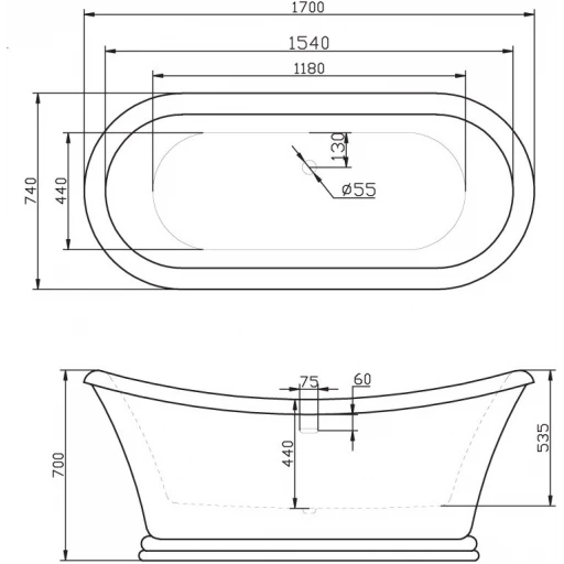 Ванна акриловая отдельностоящая BELBAGNO BB09