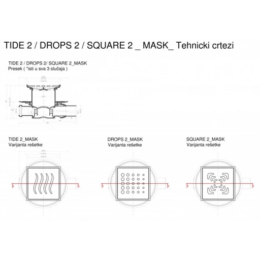 Точечный трап PESTAN Confluo Standard Square Mask, Точечный трап 150х150 мм Confluo Standard Square 3 Mask  , металл с перфорацией Square, с рамкой