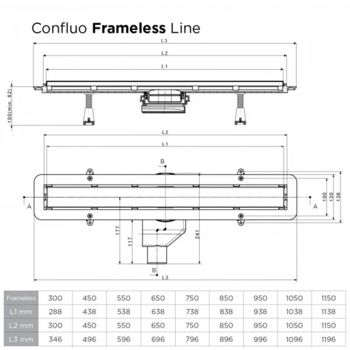 Душевой лоток Pestan Confluo Frameless Line, Душевой лоток Pestan Confluo Frameless Line 550
