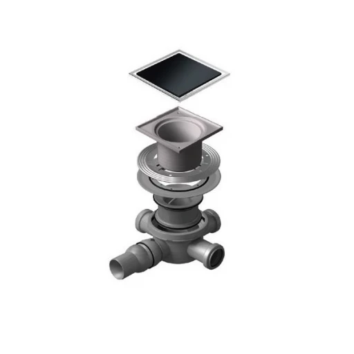 Точечный трап PESTAN Confluo Standard Black Glass, Точечный трап 150х150 мм Confluo Standard Black Glass 2, чёрное стекло, с рамкой