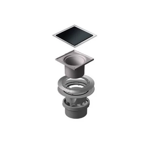 Точечный трап PESTAN Confluo Standard Black Glass, Точечный трап 150х150 мм Confluo Standard Black Glass 2, чёрное стекло, с рамкой