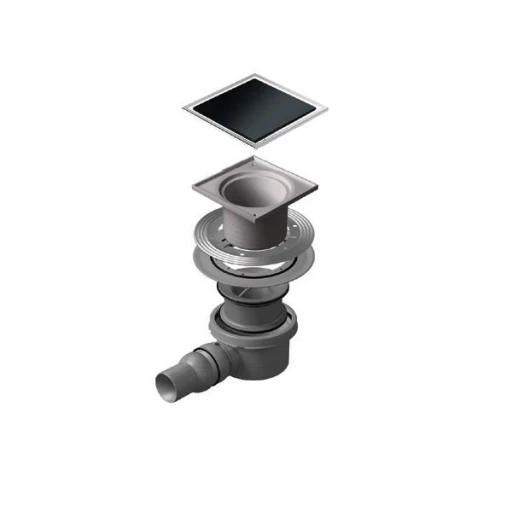 Точечный трап PESTAN Confluo Standard Black Glass, Точечный трап 150х150 мм Confluo Standard Black Glass 2, чёрное стекло, с рамкой