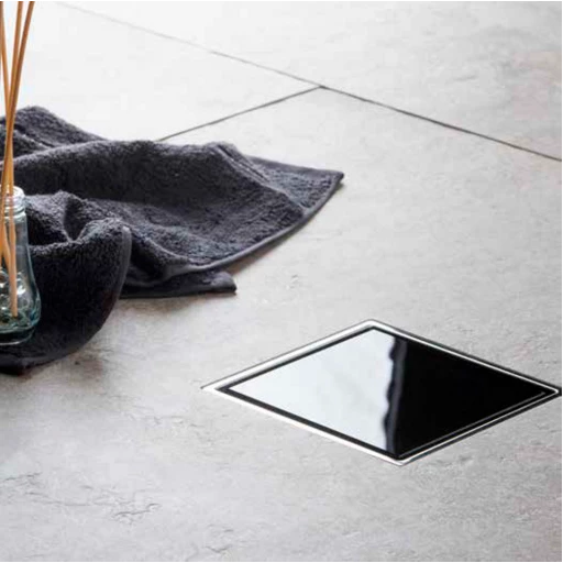 Точечный трап PESTAN Confluo Standard Black Glass, Точечный трап 150х150 мм Confluo Standard Black Glass 2, чёрное стекло, с рамкой